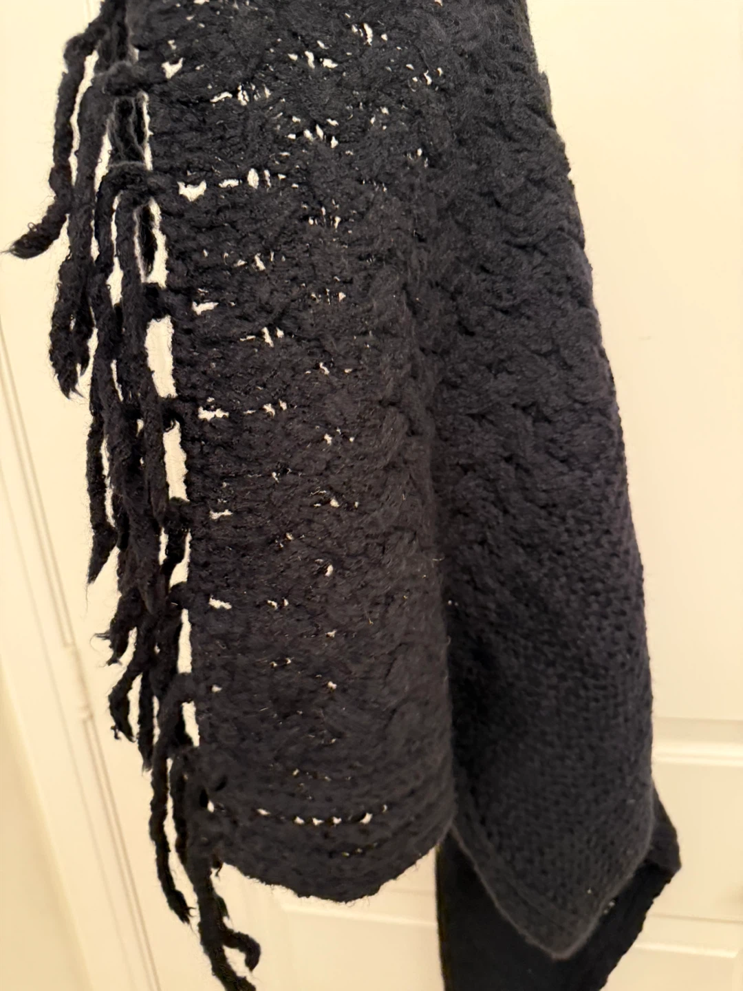 Black Knit Scarf with Fringe