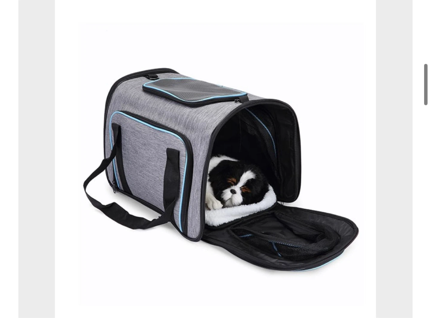 Grey Pet Carrier Bag with Multiple Mesh Windows