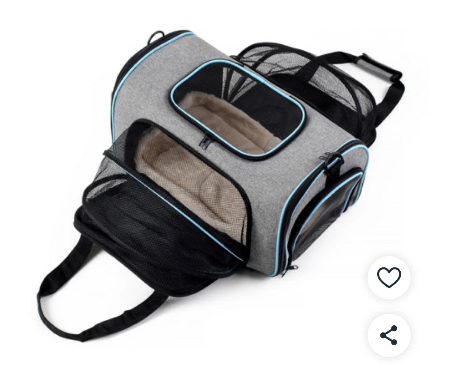 Grey Pet Carrier Bag with Multiple Mesh Windows - photo 3