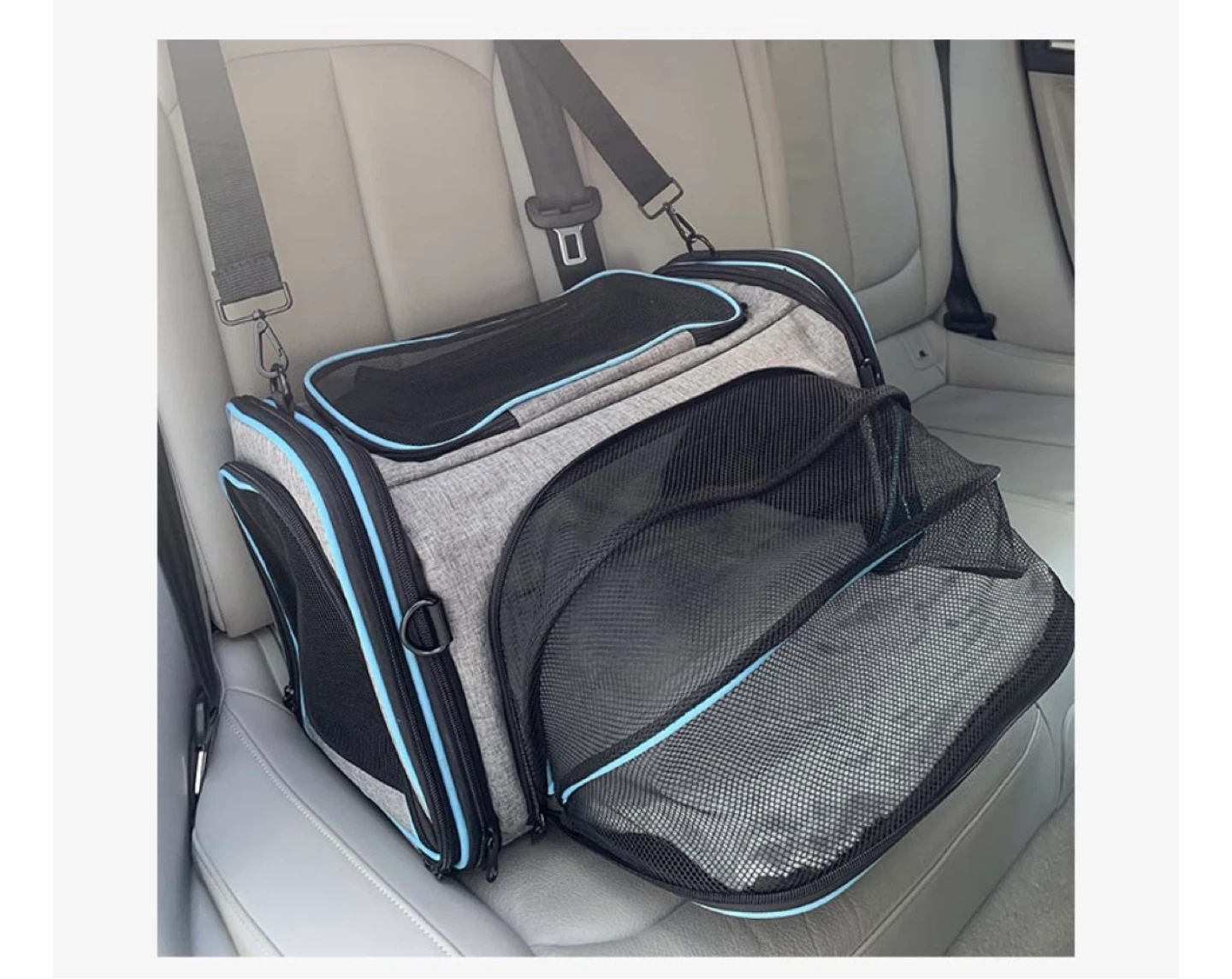 Grey Pet Carrier Bag with Multiple Mesh Windows - photo 4