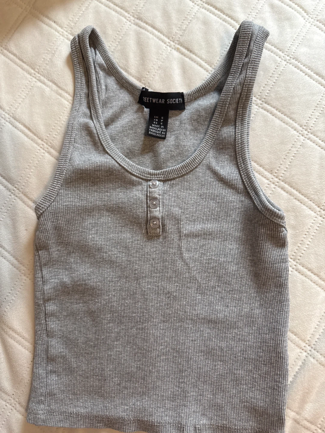 Grey Ribbed  Tank Top