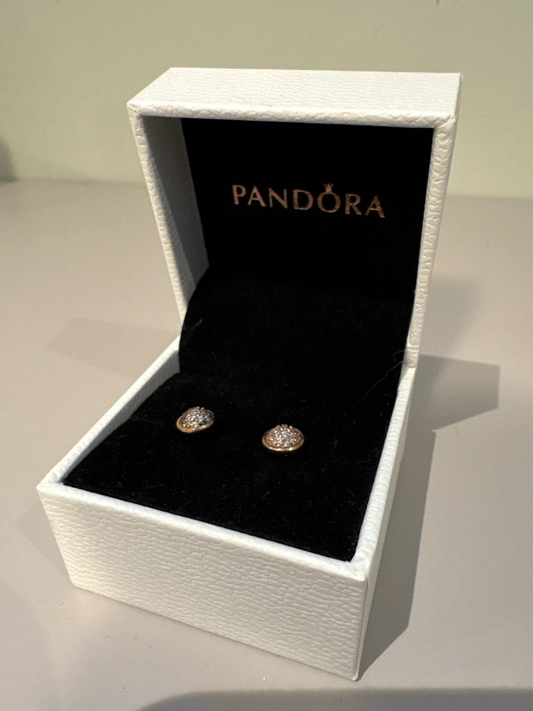 Pandora Rose Gold Stud Earrings with Pave Crystals