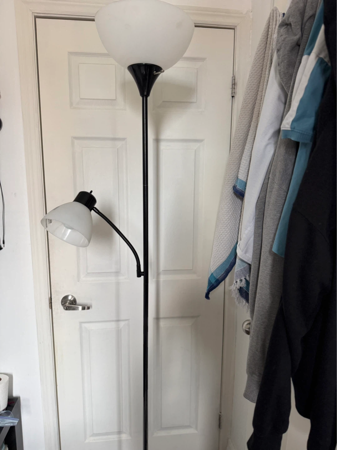 White Floor Lamp with Adjustable Reading Light - photo 2