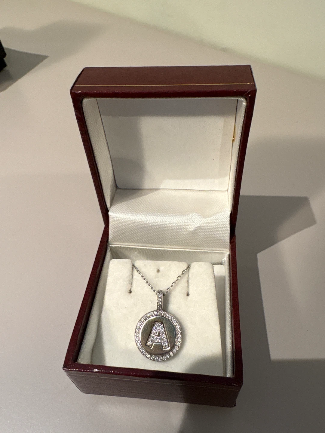 Alphabet Letter 'A' Pendant Necklace with Box