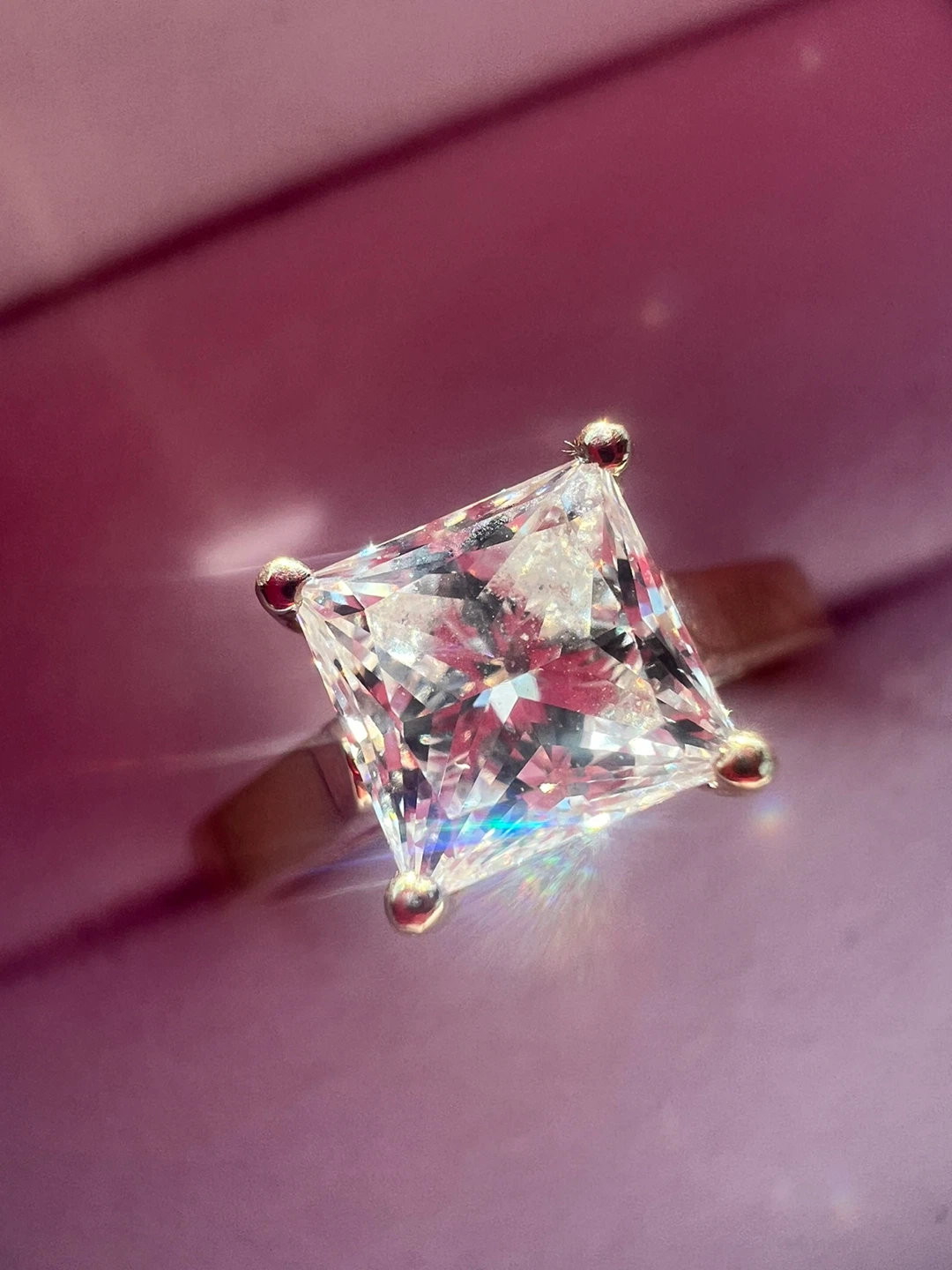 14 k Princess Cut  lab Diamond Engagement Ring - 1.08ct - photo 3