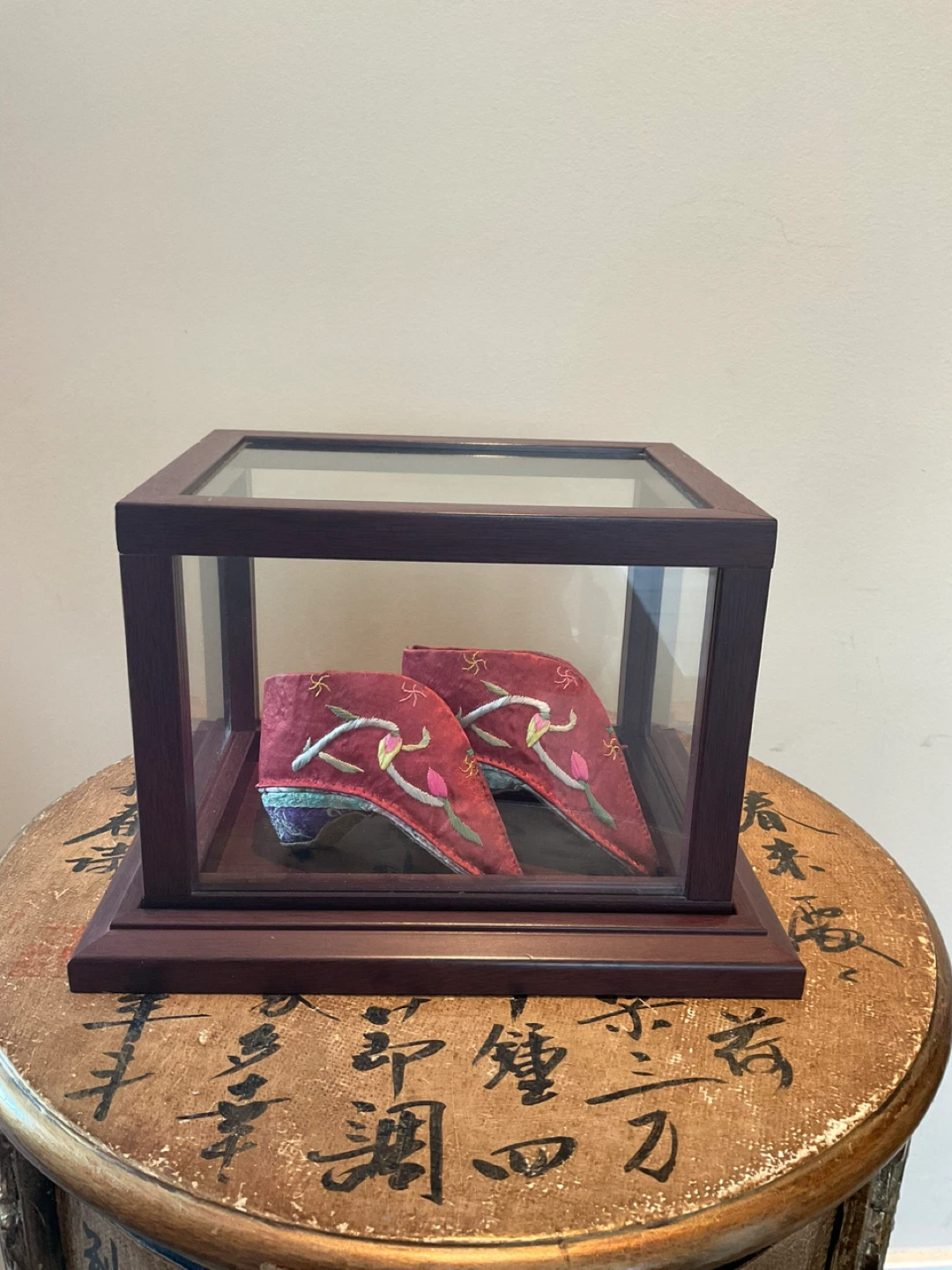 Vintage Chinese Lotus Shoes with Display Case