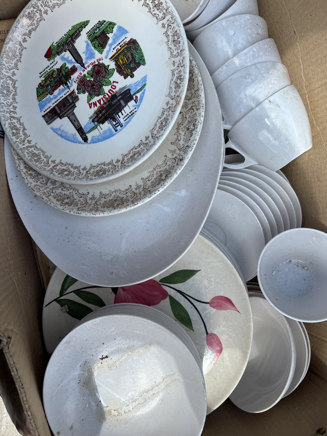Vintage Floral Plates and Cups Set