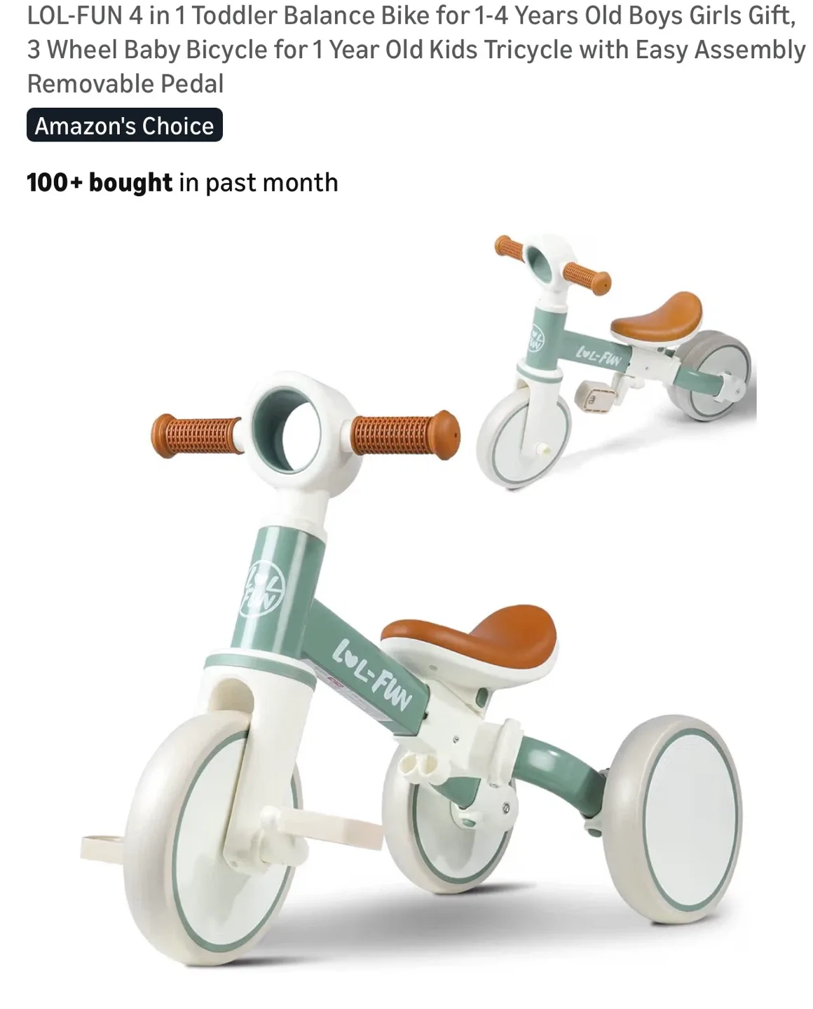 LOL-FUN 4-in-1 Toddler Balance Bike / Tricycle T42