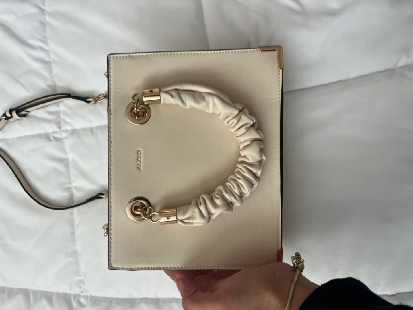 ALDO Cream Handbag with Gold Accents