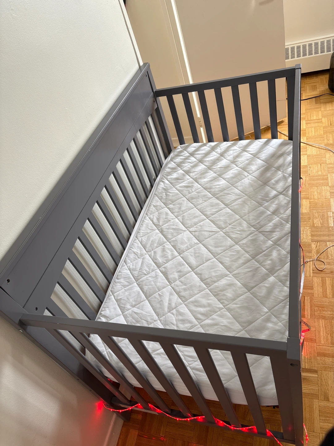 Grey Convertible Crib with Mattress - photo 3