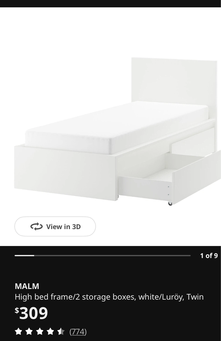IKEA twin size Bed Frame with 2 Storage+ mattress