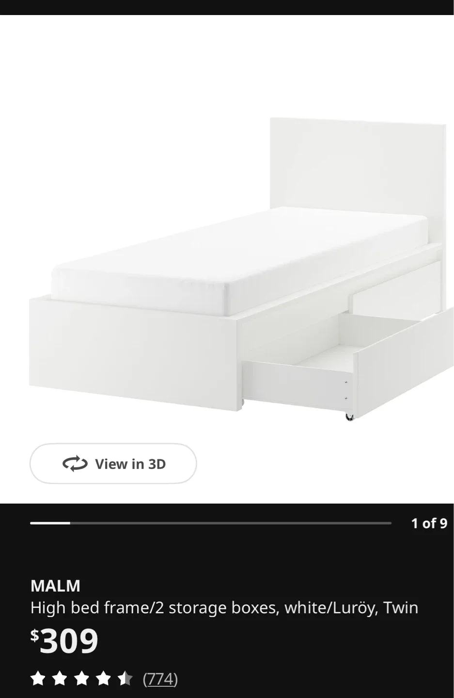 IKEA twin size Bed Frame with 2 Storage+ mattress
