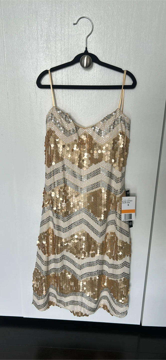 Sequin Chevron Strappy Dress
