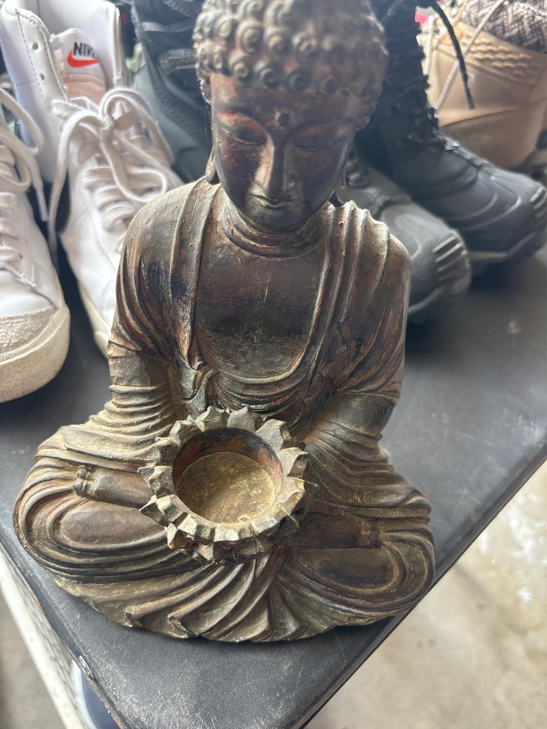 Sitting Buddha Statue with Incense Holder - photo 3