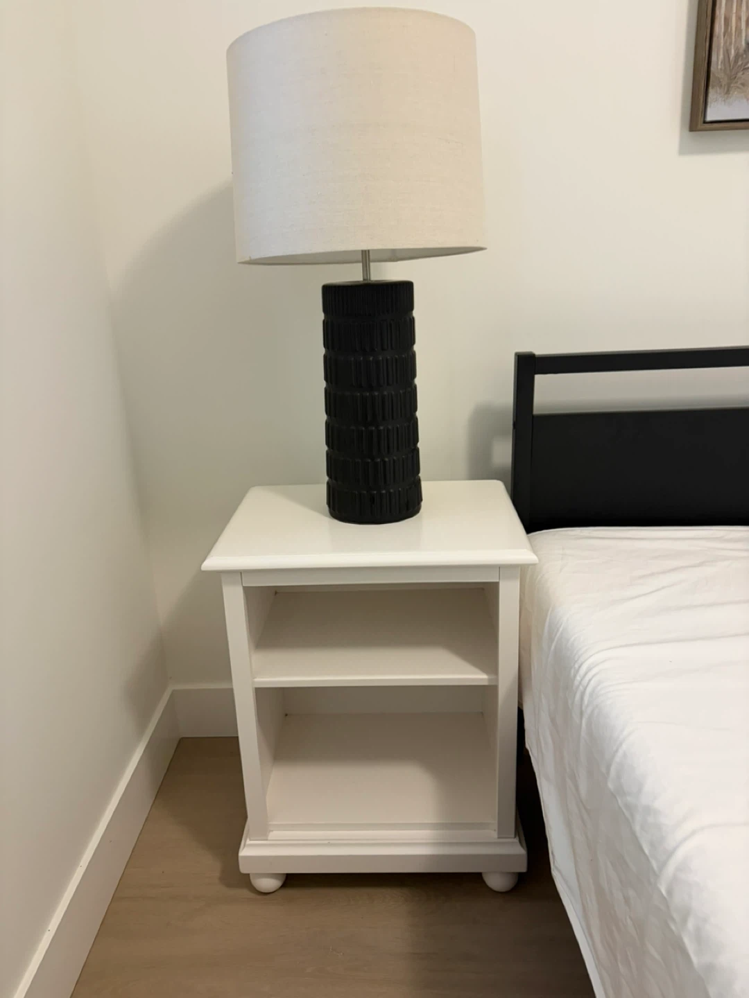 Black Cylinder Table Lamp with Linen Shade - photo 5