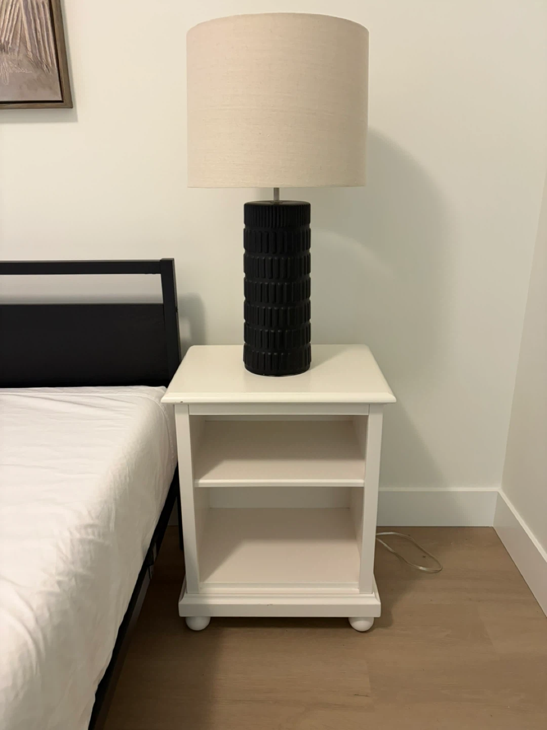 Black Cylinder Table Lamp with Linen Shade - photo 3