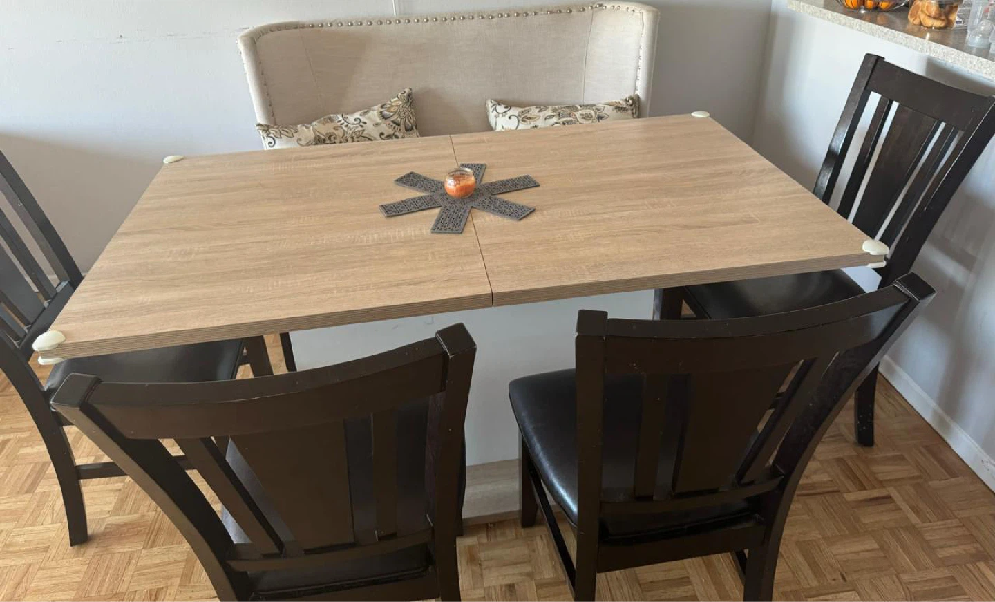 Extendable Dining Table with 4 Chairs and Bench - photo 3