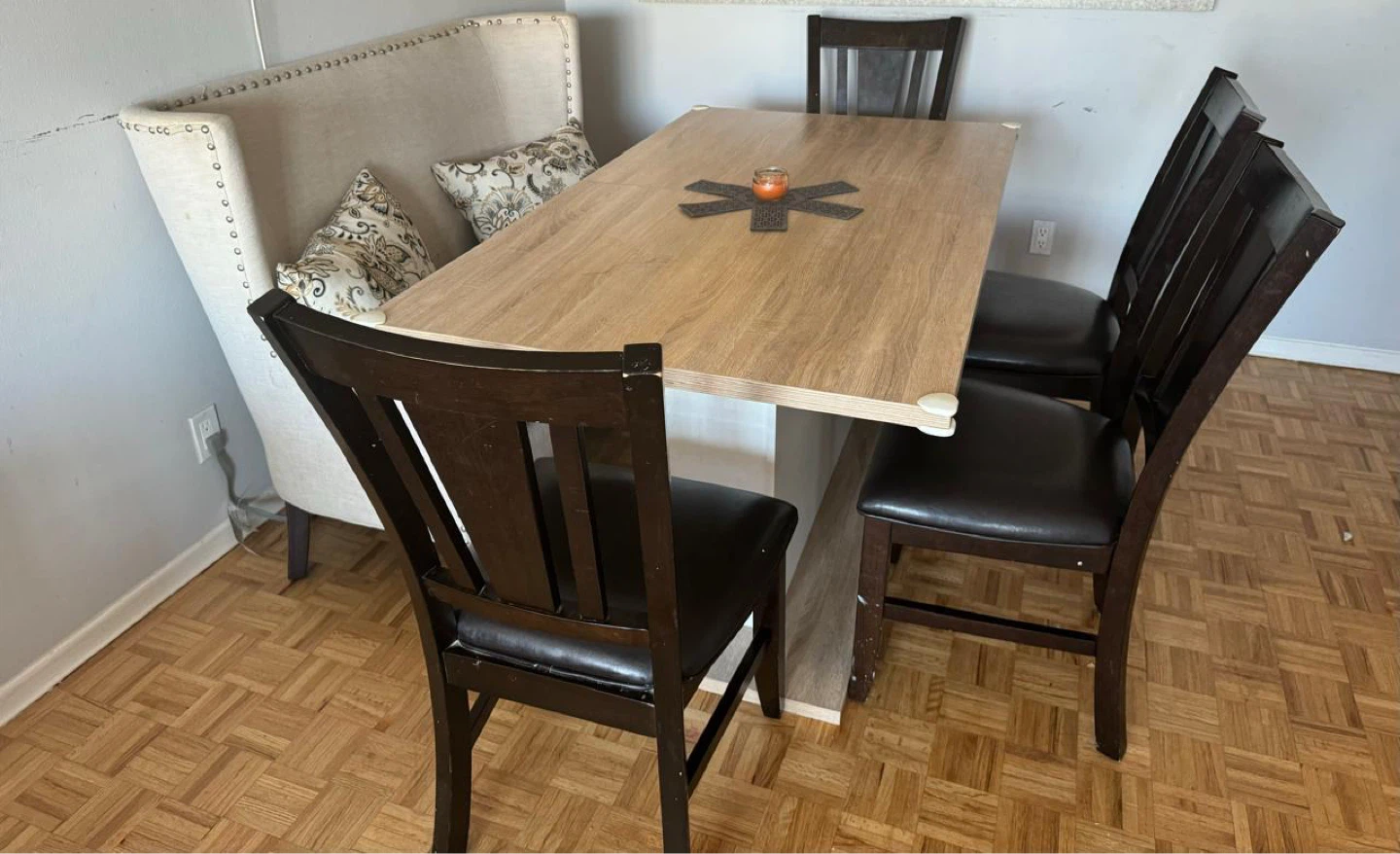 Extendable Dining Table with 4 Chairs and Bench - photo 2