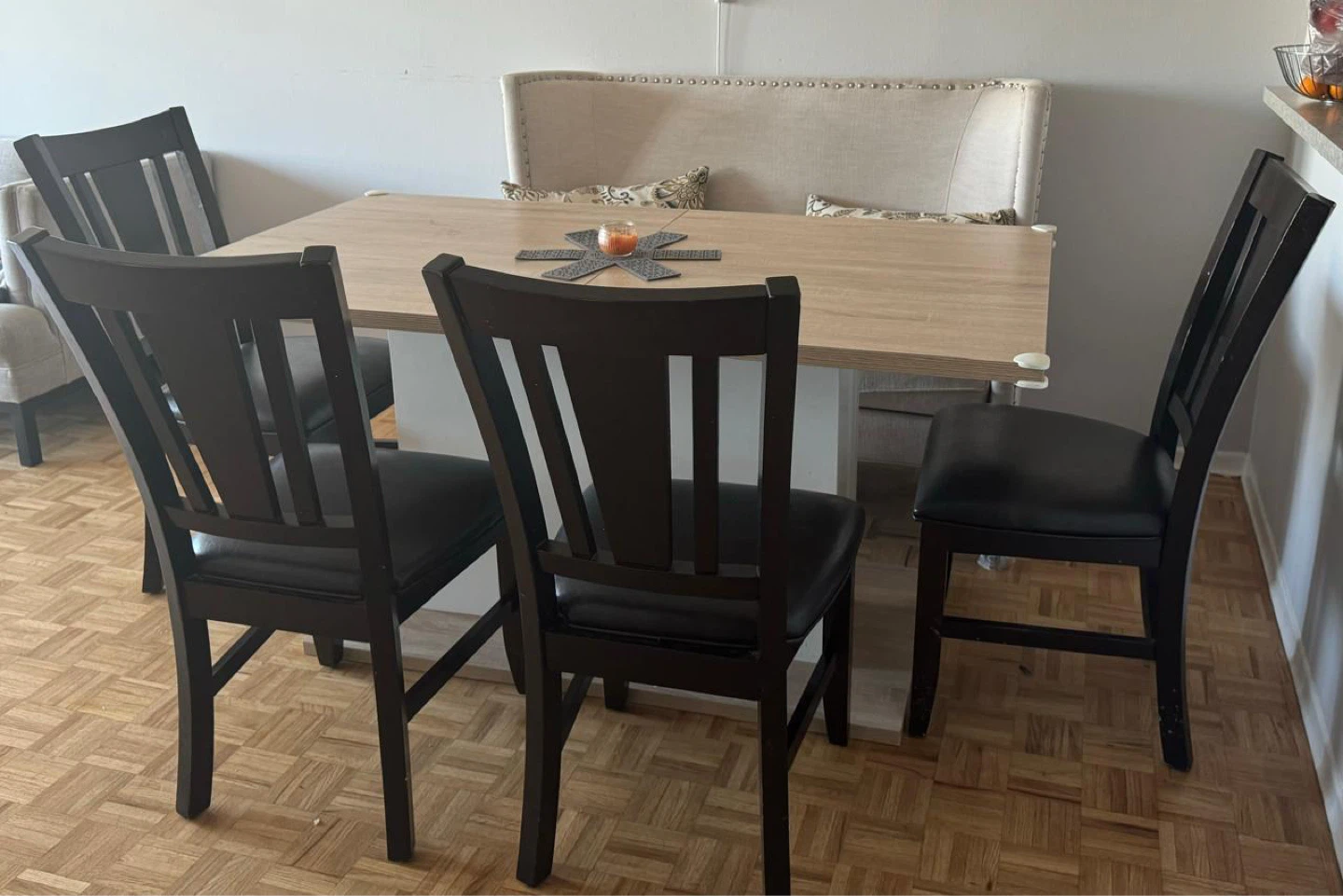 Extendable Dining Table with 4 Chairs and Bench - photo 4