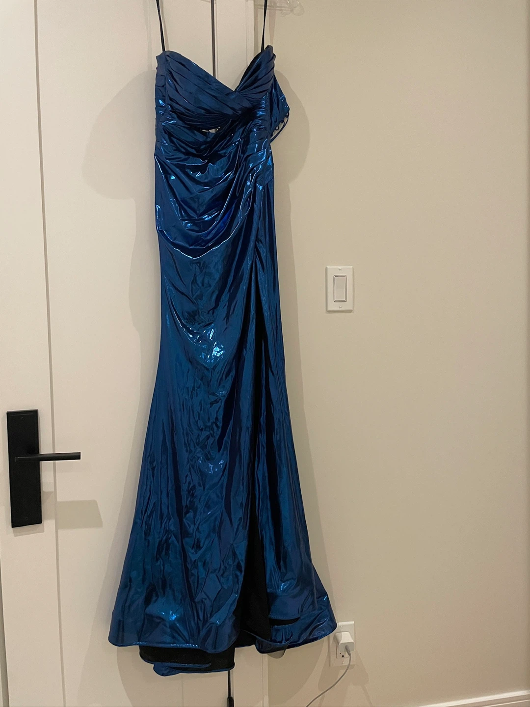 Mettalic blue prom dress