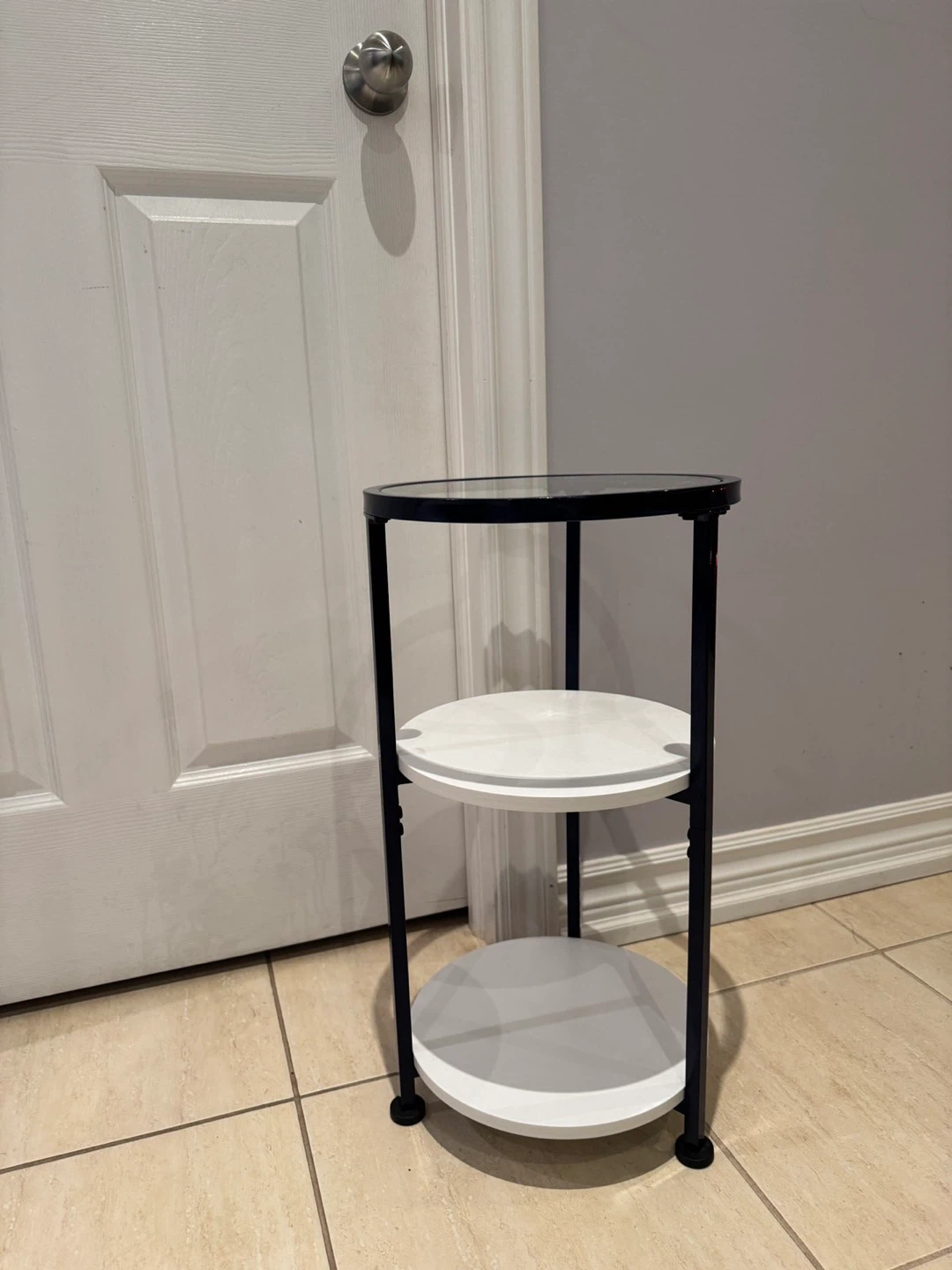 3-Tier Round Side Table with Glass Top