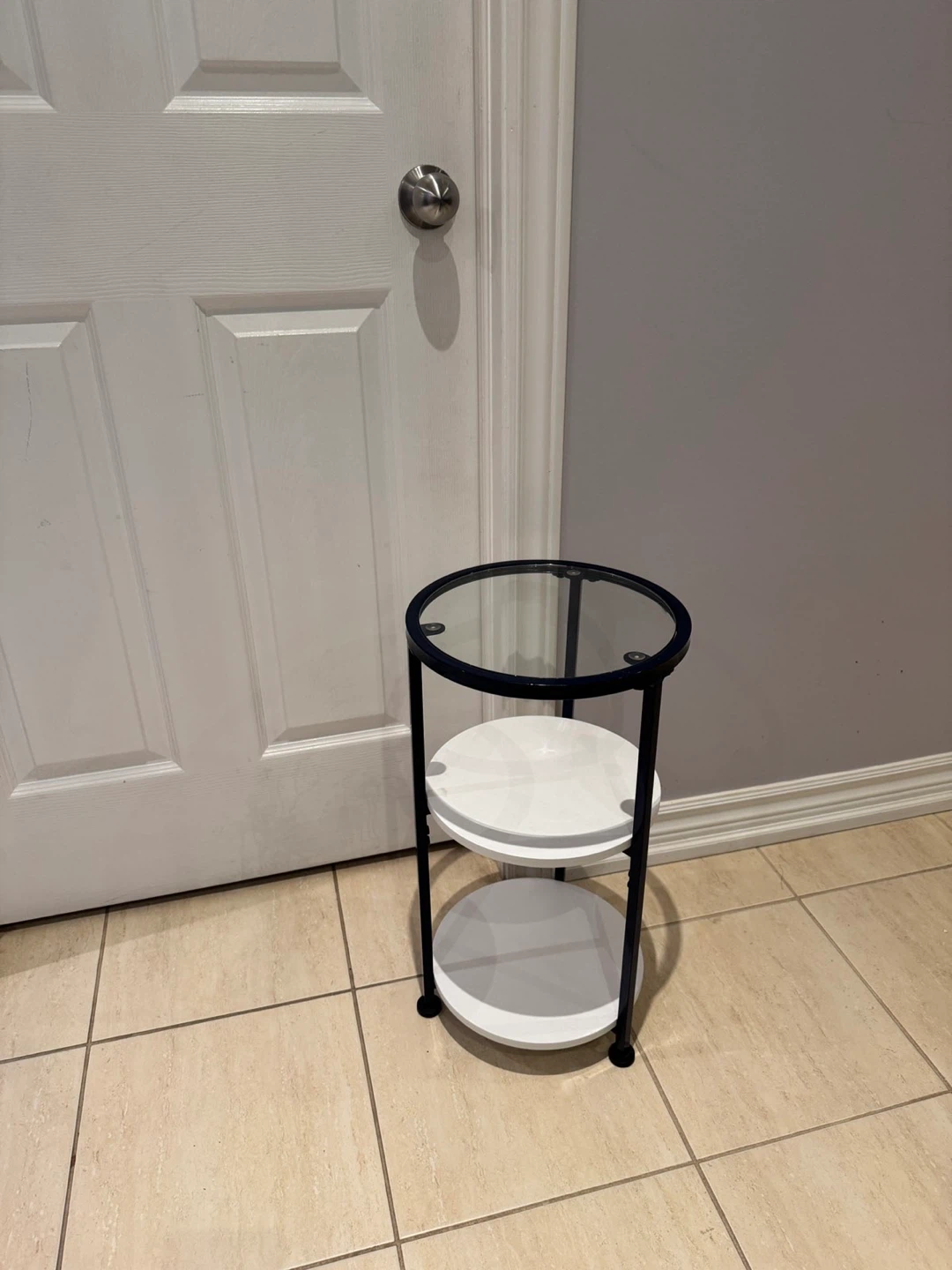 3-Tier Round Side Table with Glass Top - photo 2