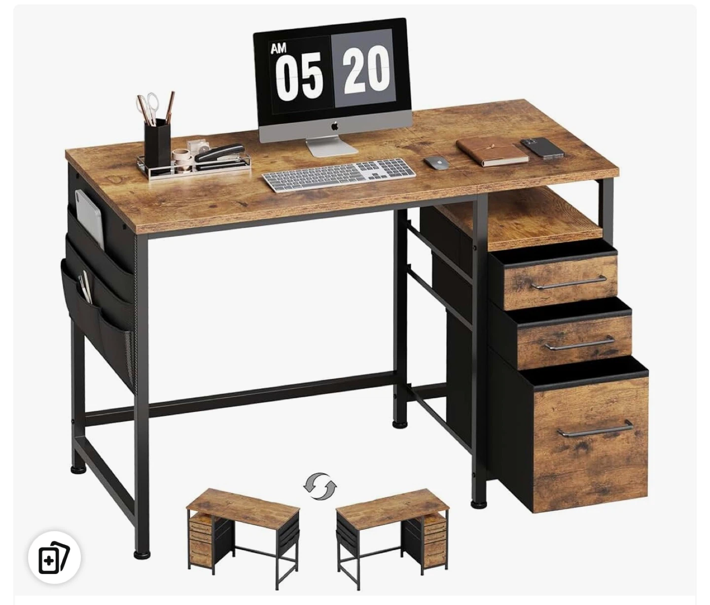 Rustic Wood and Metal Computer Desk