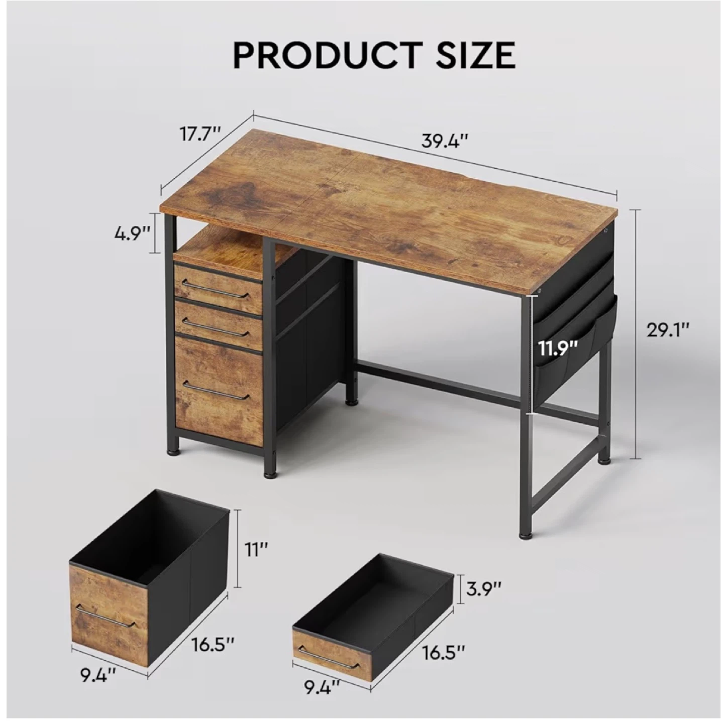 Rustic Wood and Metal Computer Desk - photo 4