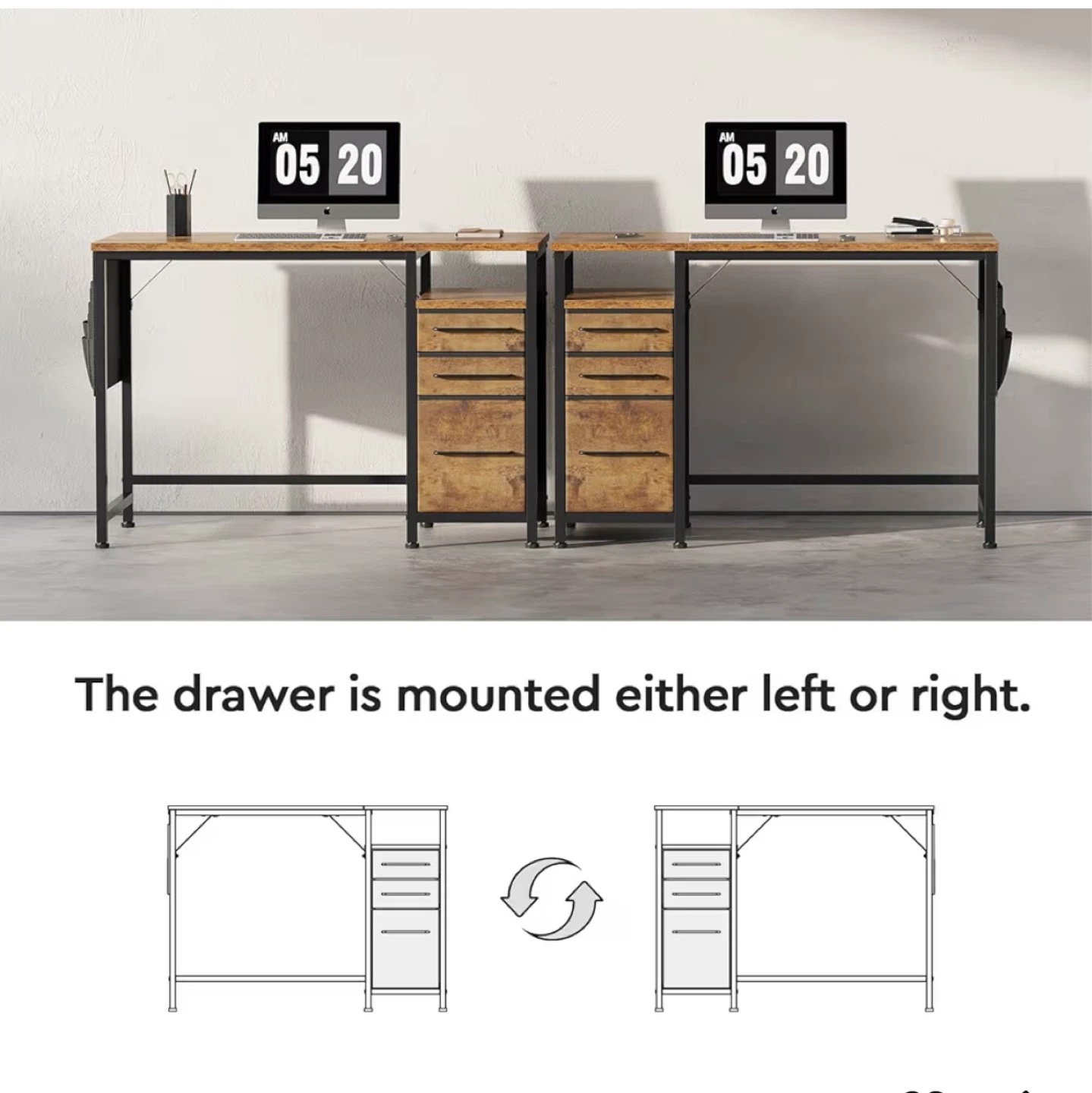 Rustic Wood and Metal Computer Desk - photo 3