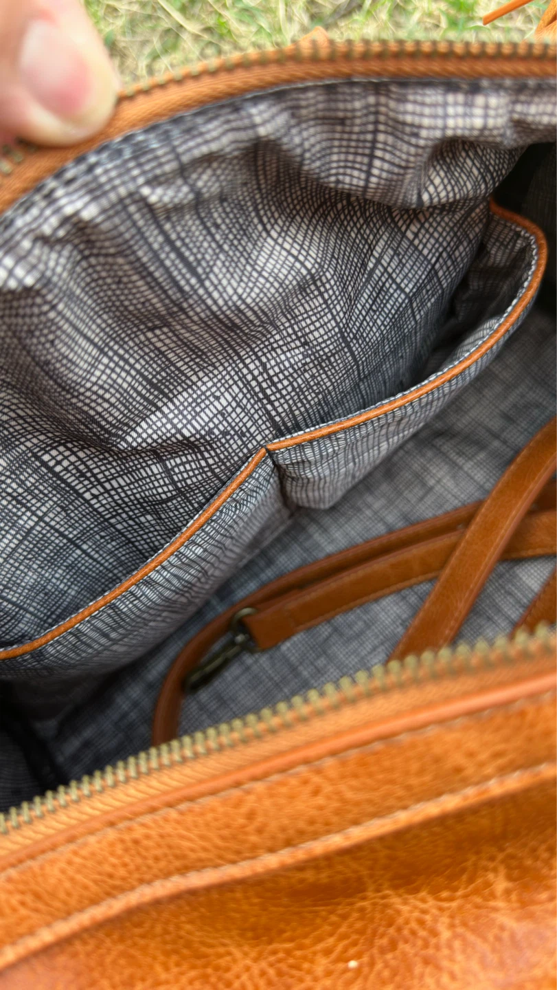 Brown Faux Leather Duffle Bag with Adjustable Strap - photo 5