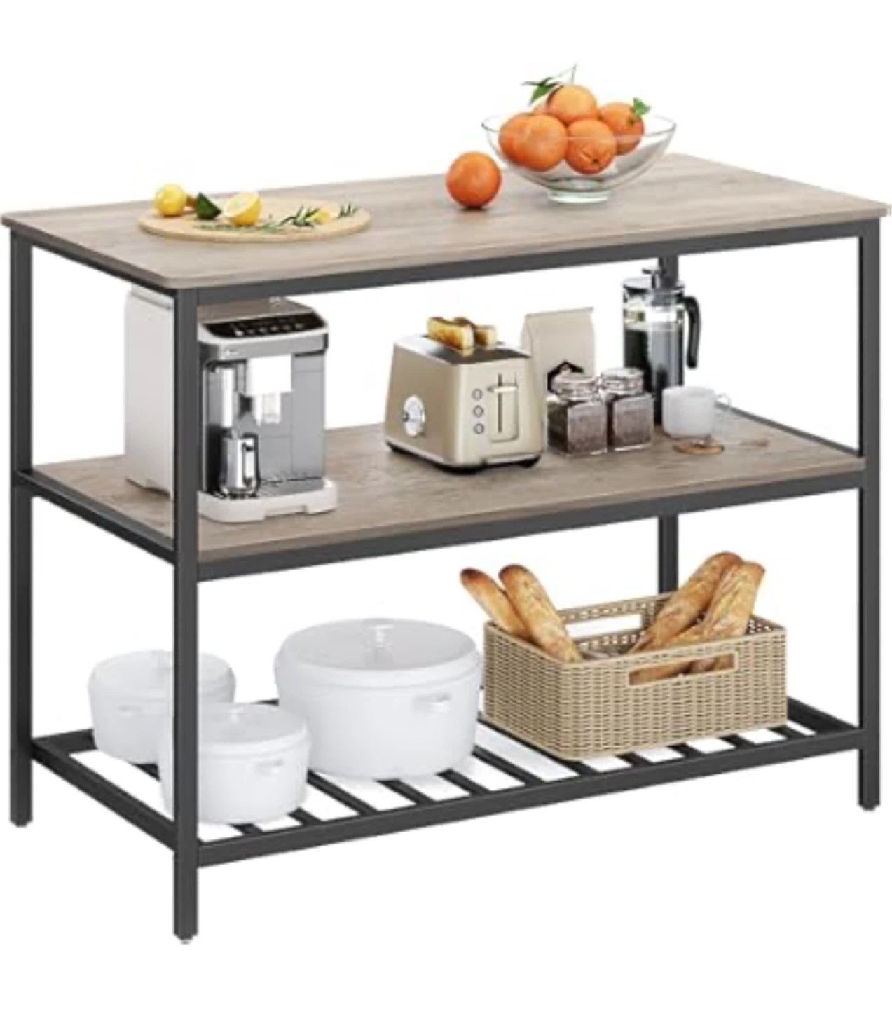 2-Tier Kitchen Island Cart with Wood Top