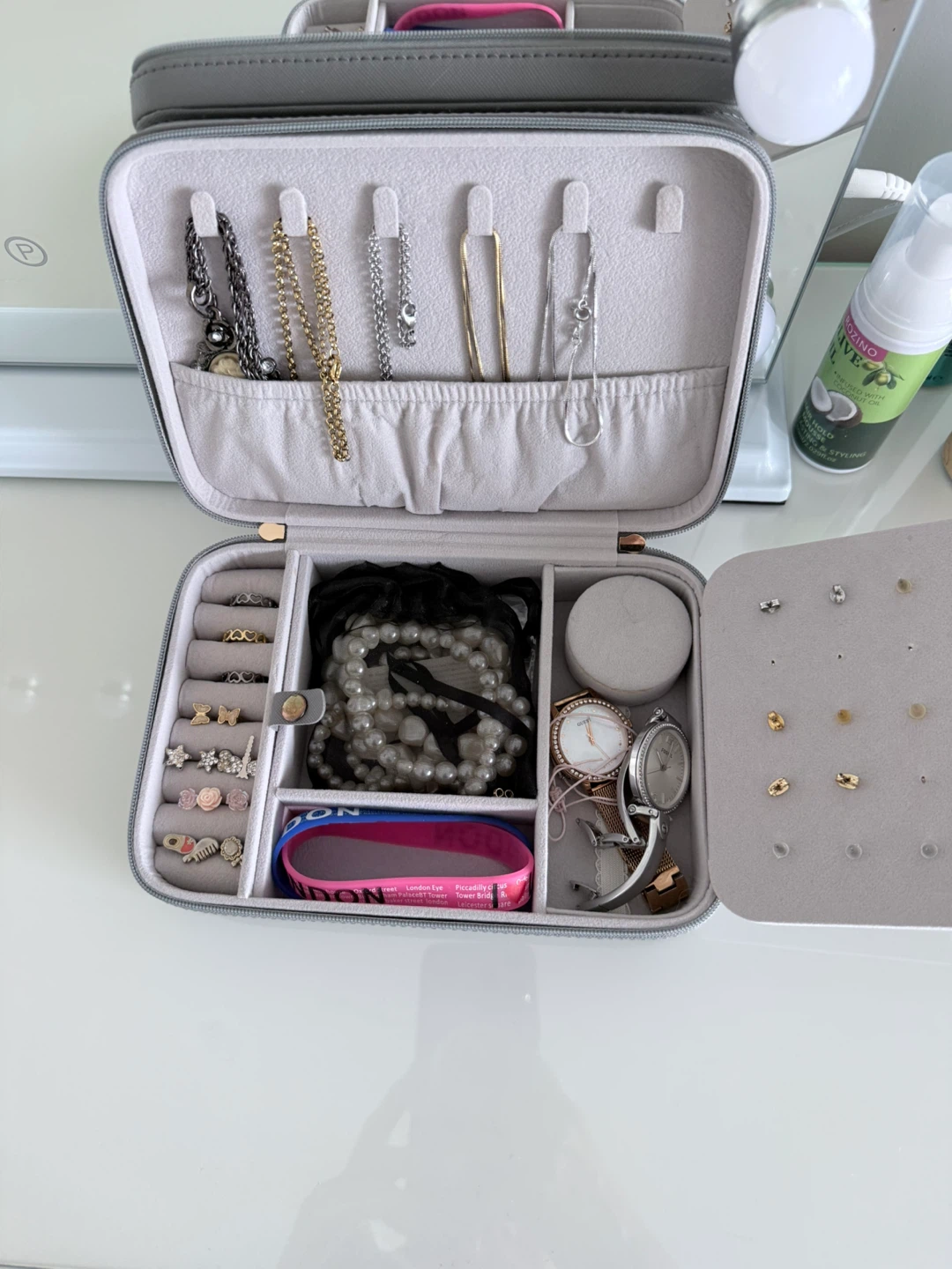 Grey Faux Leather Jewelry Organizer Box - photo 2