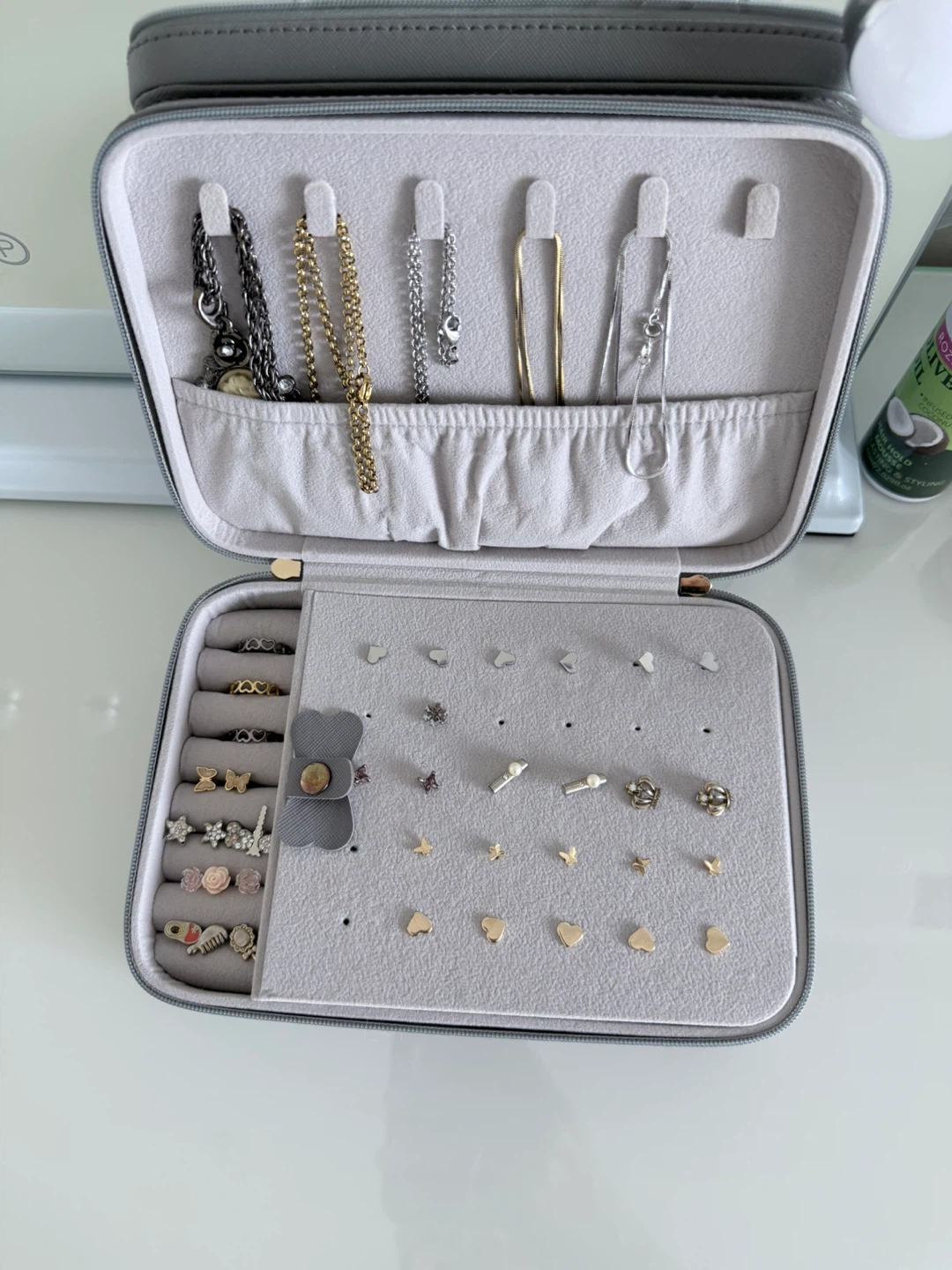 Grey Faux Leather Jewelry Organizer Box - photo 3