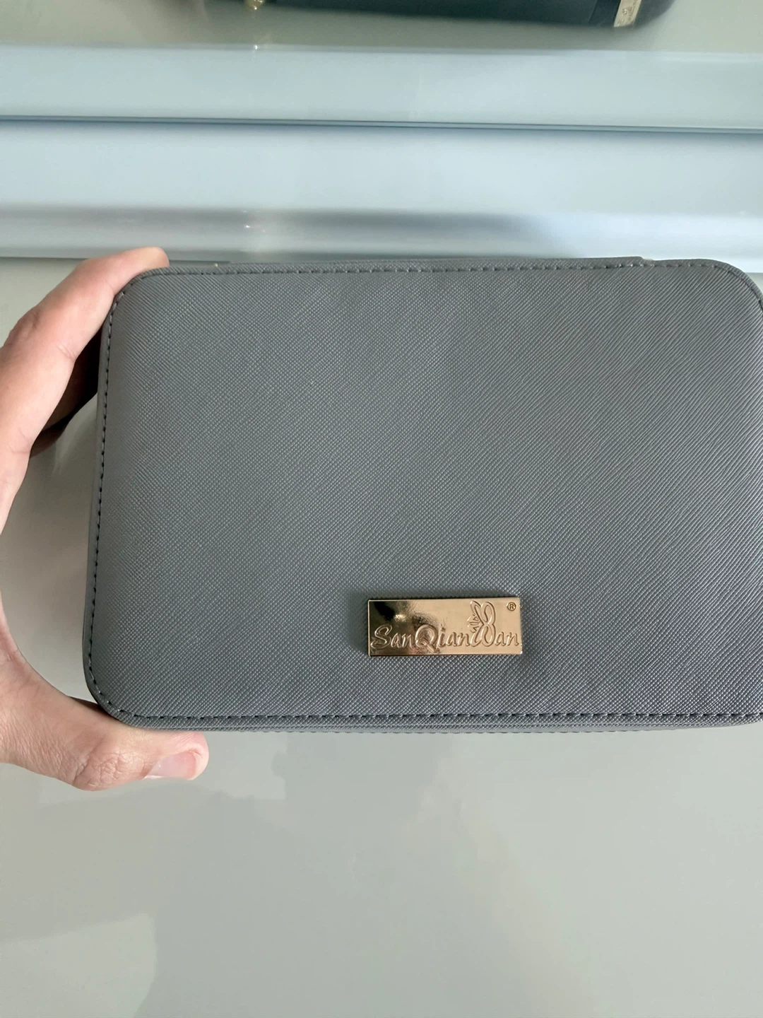 Grey Faux Leather Jewelry Organizer Box - photo 4