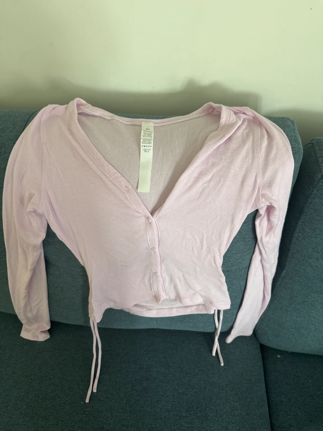 Lululemon Pink Ribbed Long Sleeve Cropped Top
