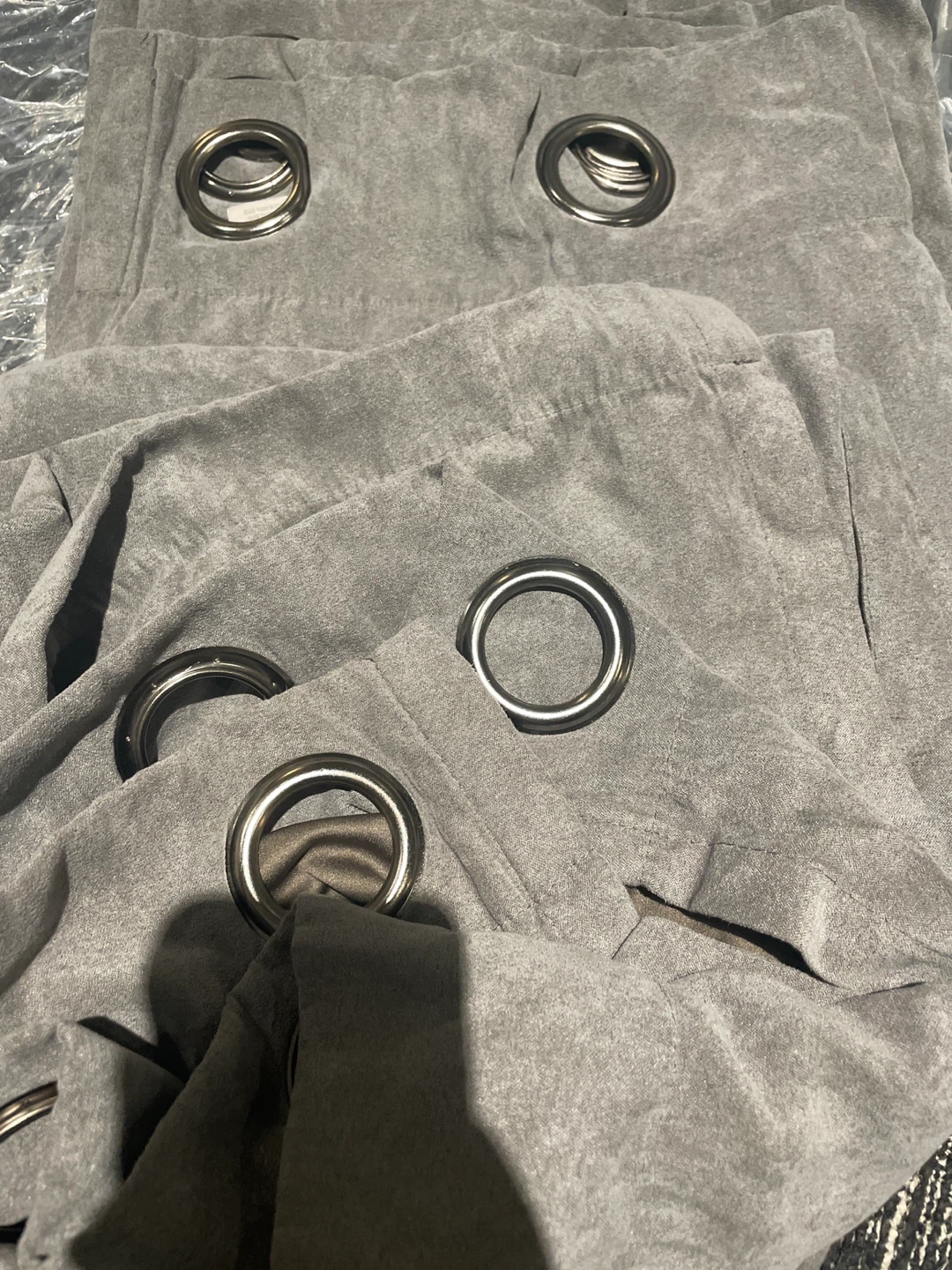 Grey Velvet Grommet Curtains (2 Panels) - photo 2