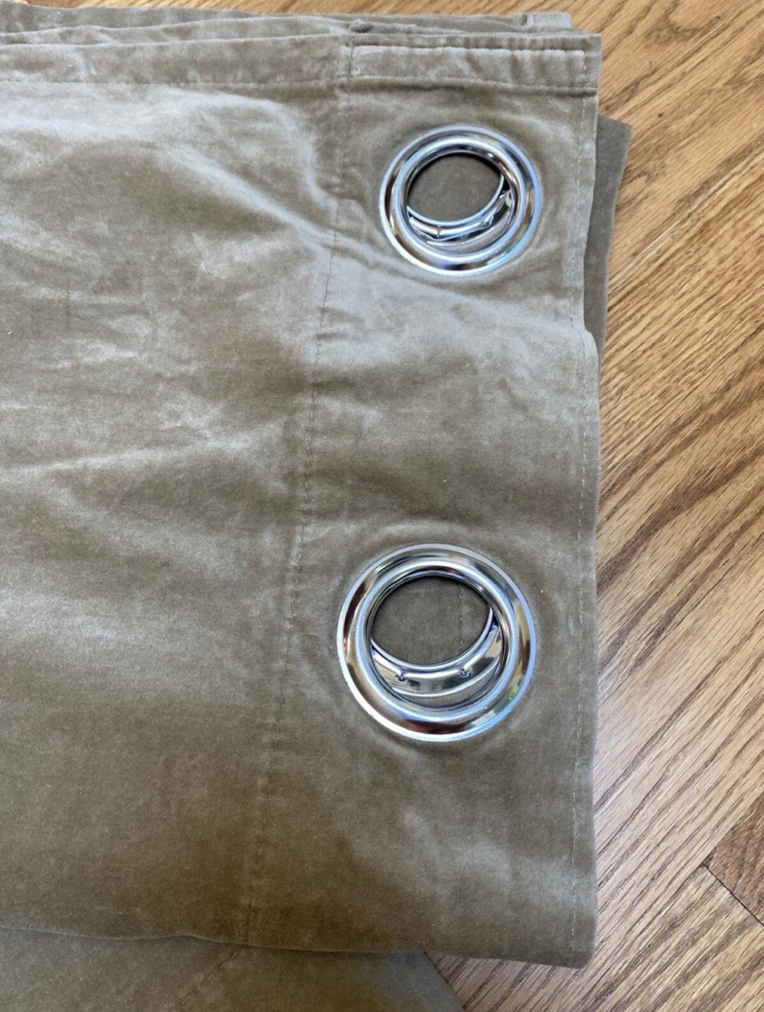 Grey Velvet Grommet Curtains (2 Panels)