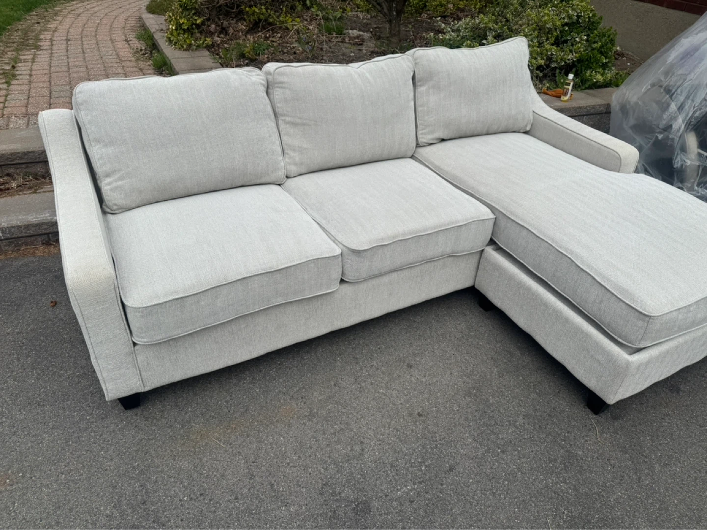 Light Grey Sectional Sofa with Chaise - photo 2