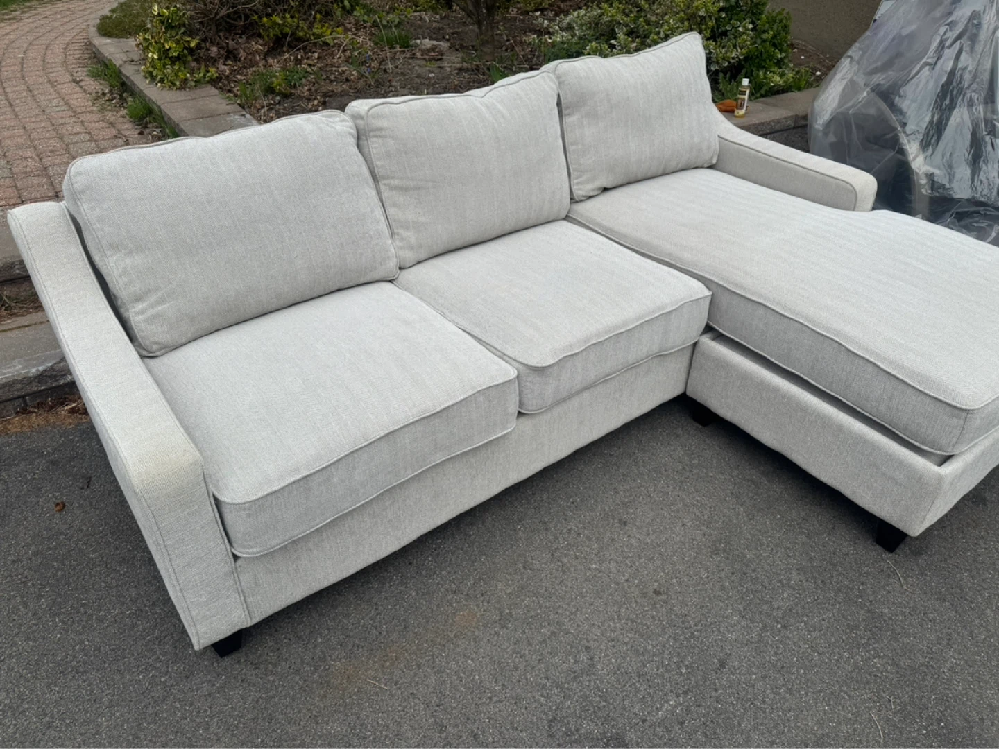 Light Grey Sectional Sofa with Chaise - photo 3