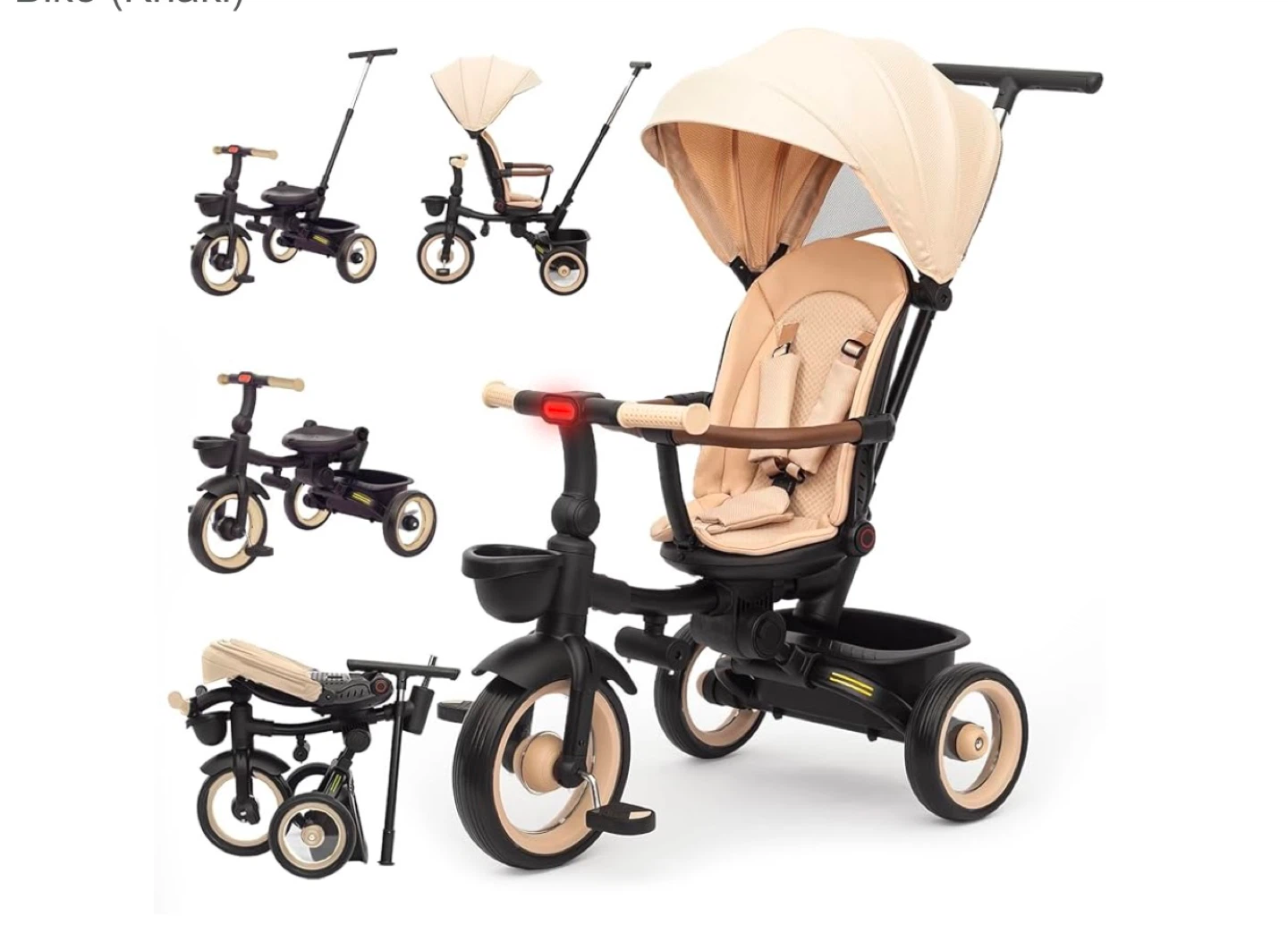 7-in-1 Kids Tricycle with Parent Handle - Beige