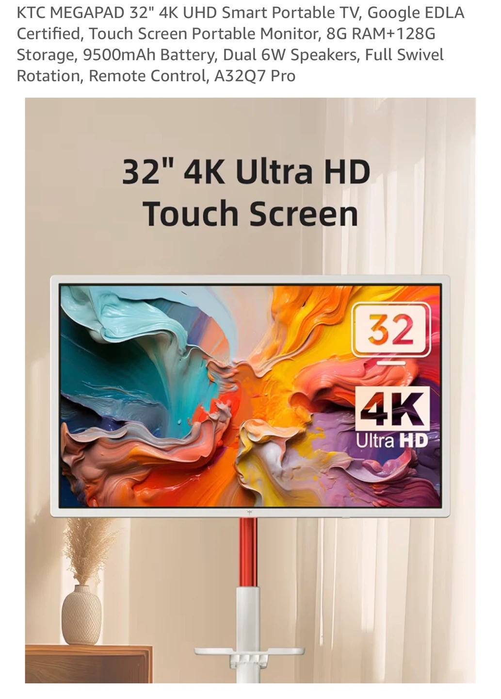 KTC MEGapad 32" 4K UHD Smart Portable Touch Monitor