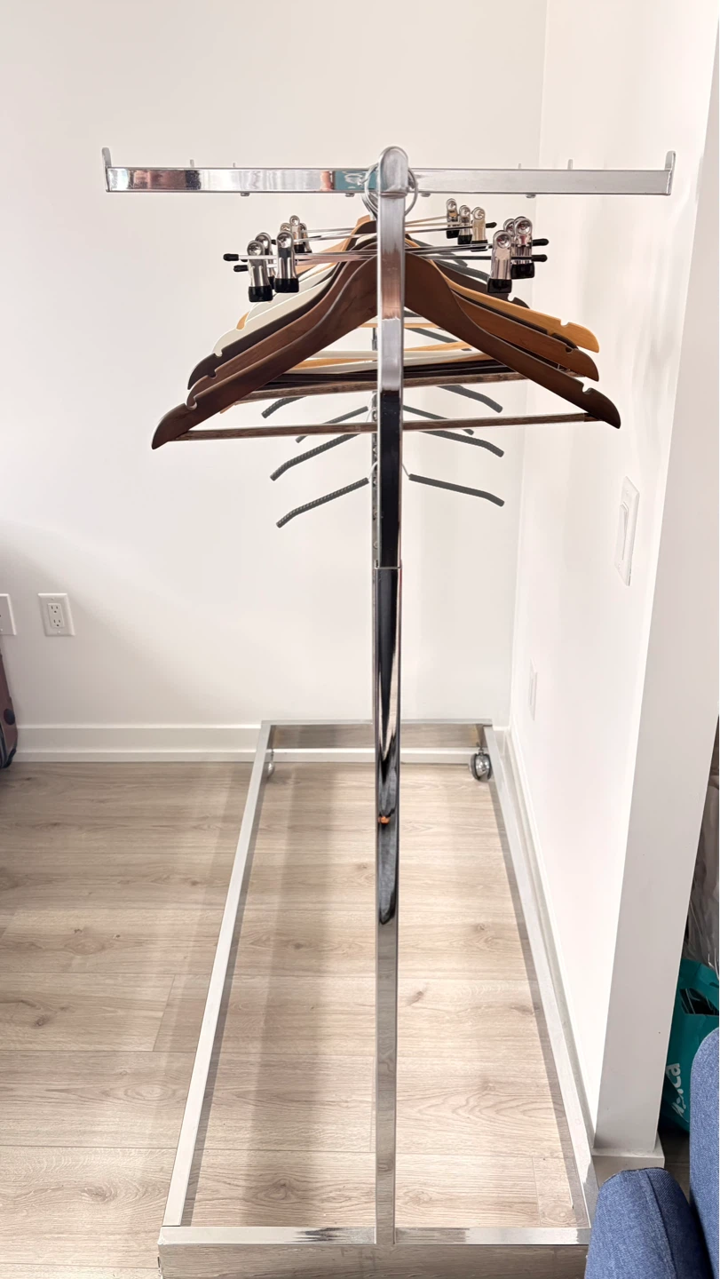Chrome Clothes Rack with Wheels - photo 2