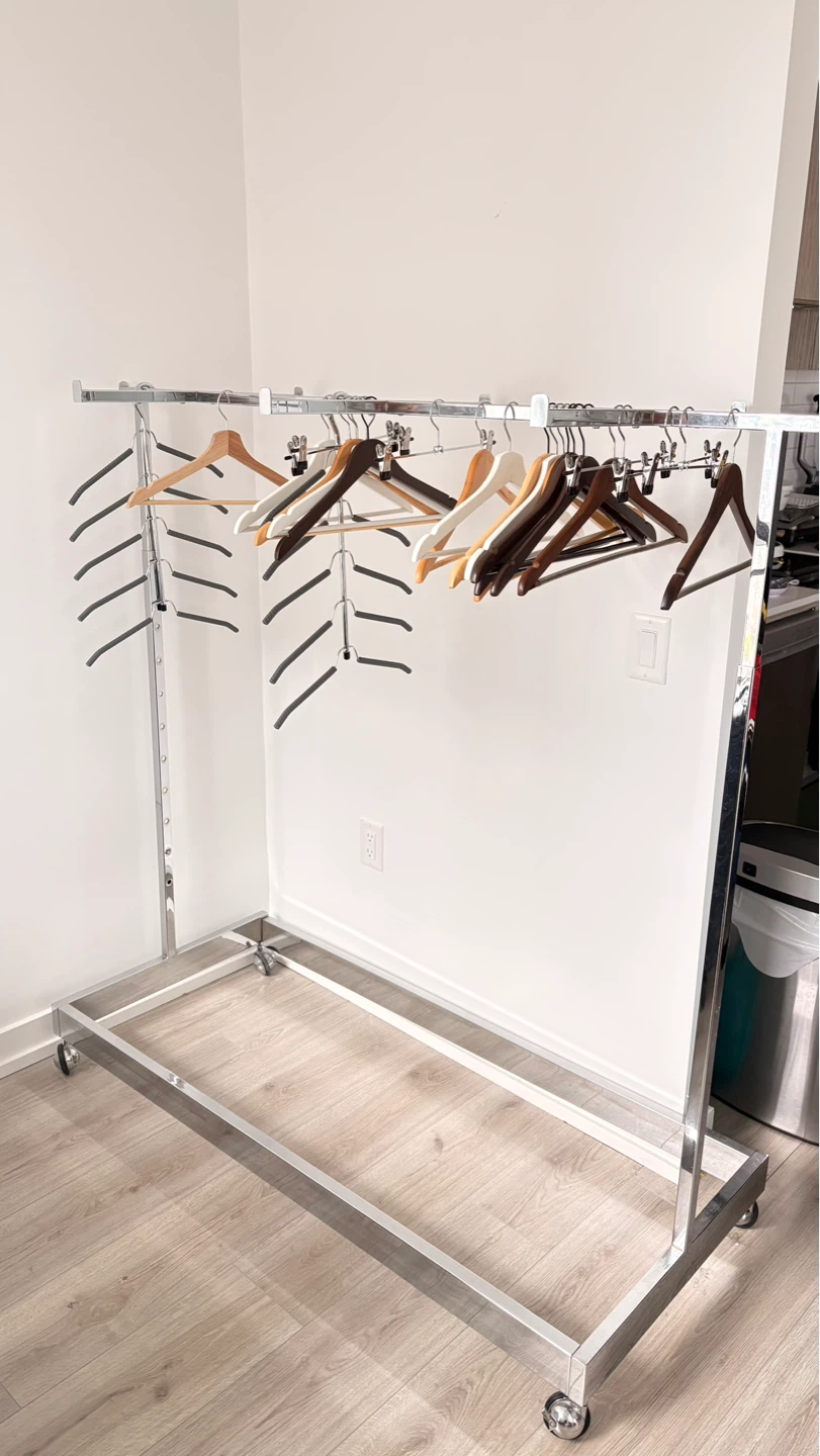 Chrome Clothes Rack with Wheels
