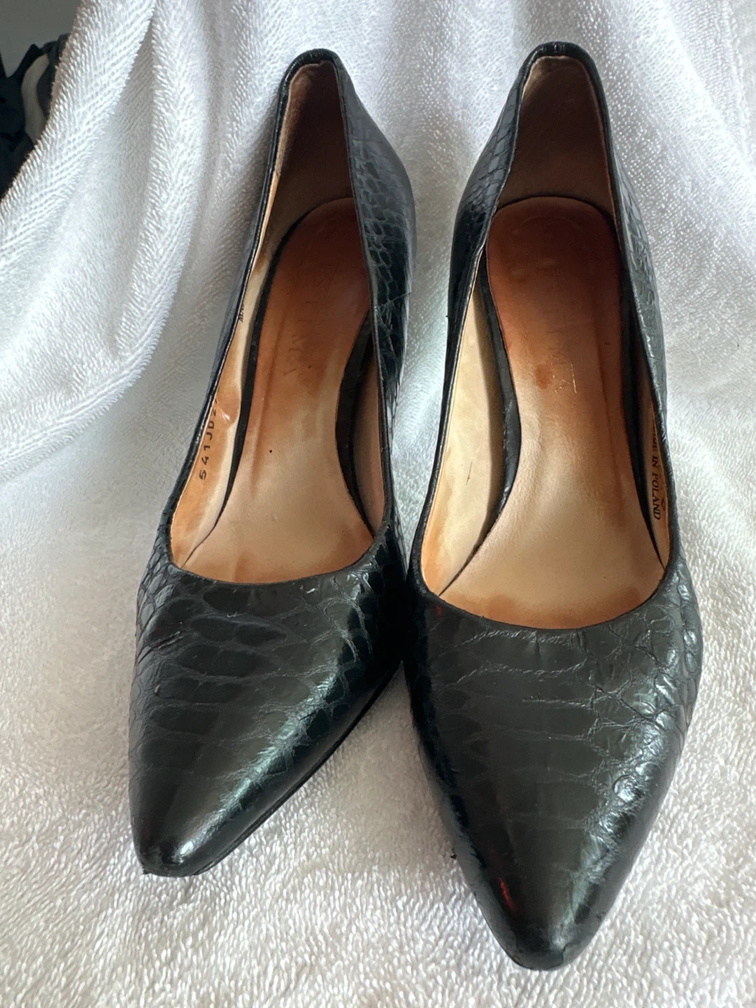 Black Snakeskin Pointed Toe Heels - photo 5