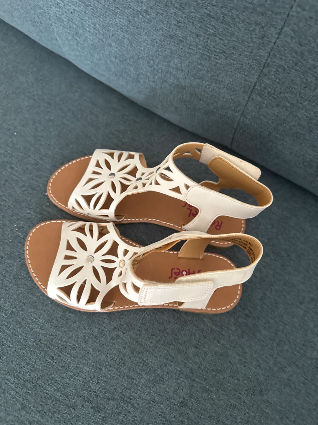 White Sandals with Flower Cutouts - Size 10 Toddler