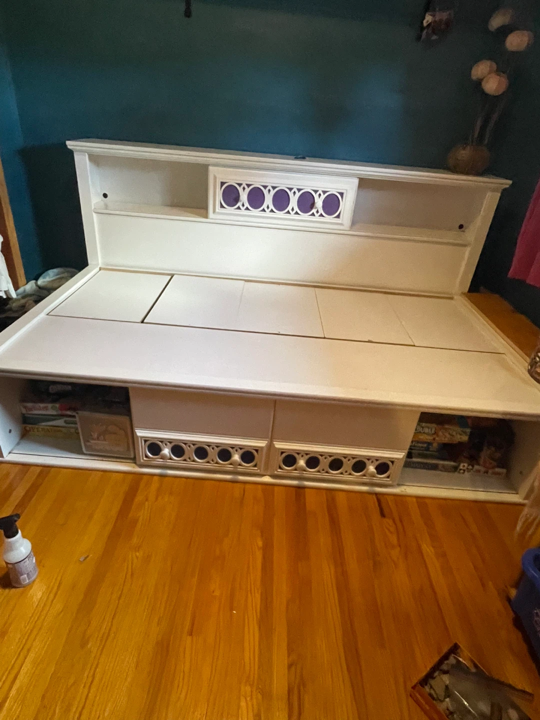White Storage Bed with Headboard