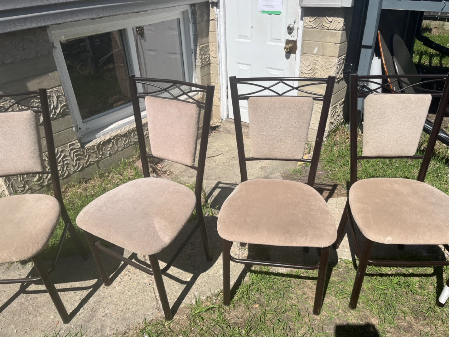 Set of 4 Tan Upholstered Dining Chairs