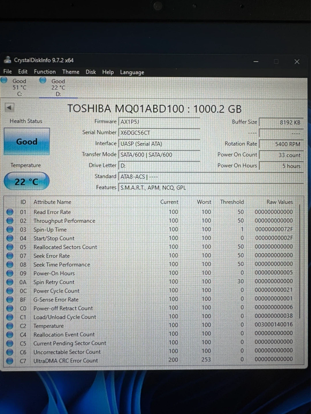 Toshiba 1TB 5400 RPM 2.5 ‘’ - photo 2
