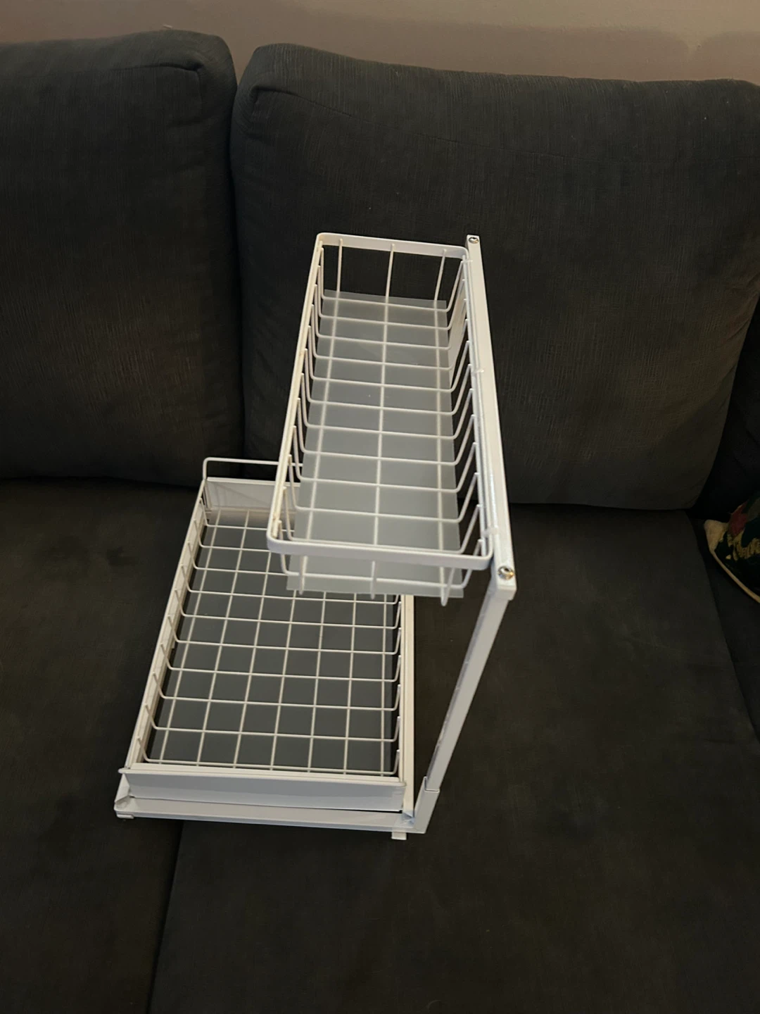 2-Tier White Wire Shelf Organizer - photo 2