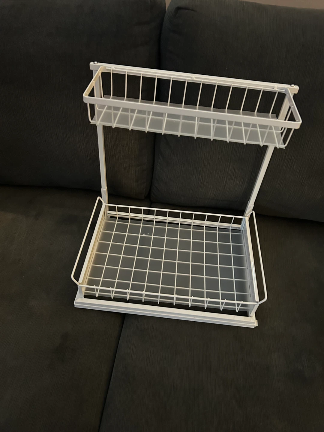 2-Tier White Wire Shelf Organizer